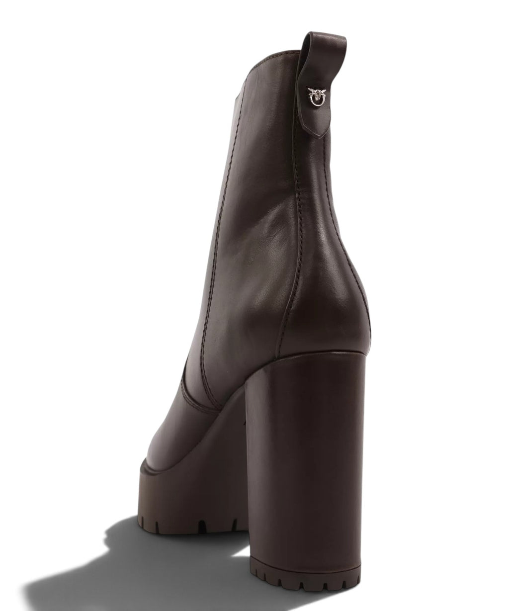 Pinko Botins em pele com salto largo e sola de borracha com relevo