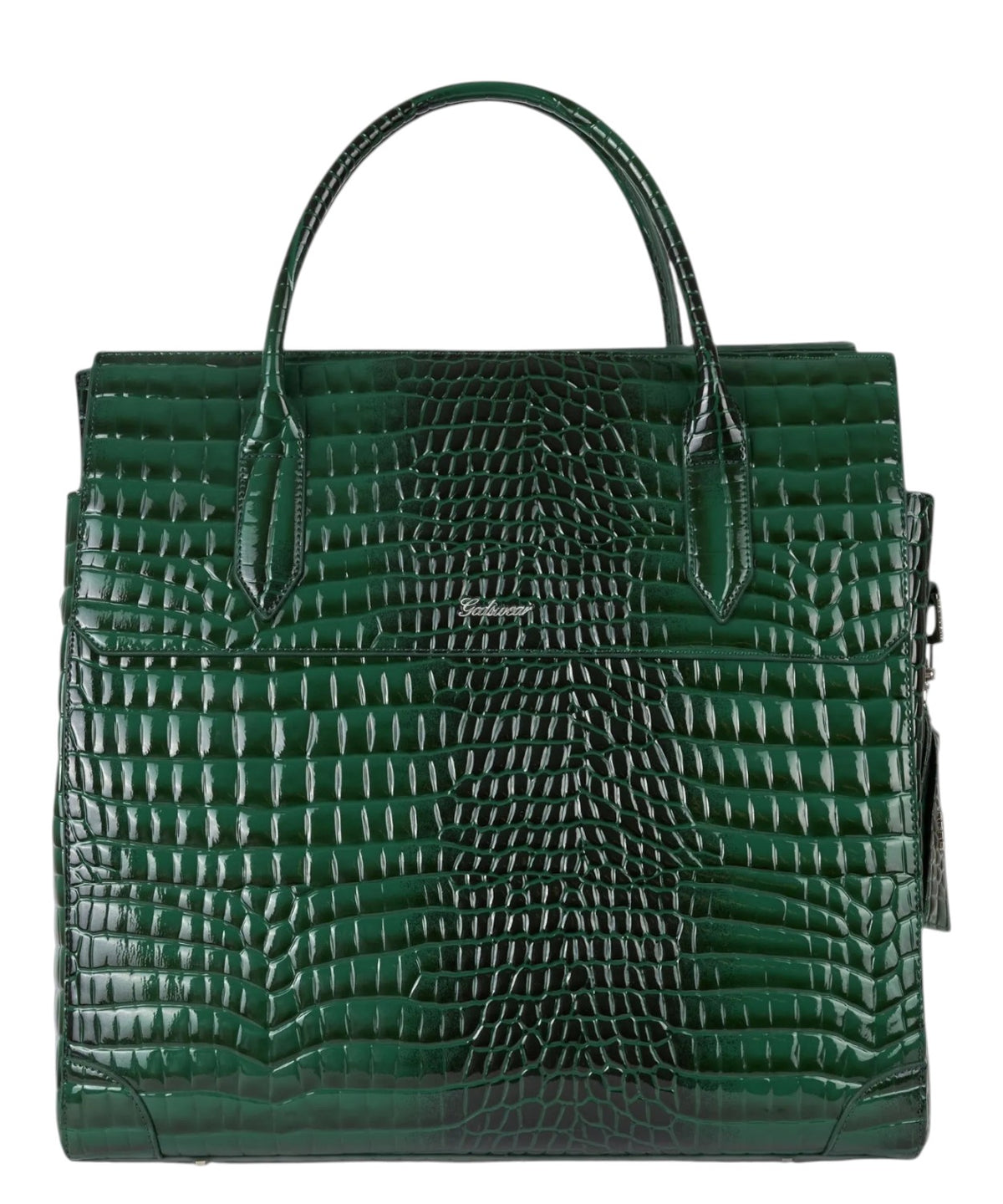 GCDS Big Man Bag Verde Effetto Cocco con Logo Patch