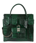 GCDS Big Man Bag Verde Effetto Cocco con Logo Patch