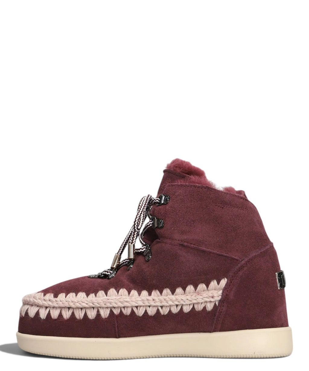 Mou New Inner Wedge Hiking Lace-Up v ovčjem krznu