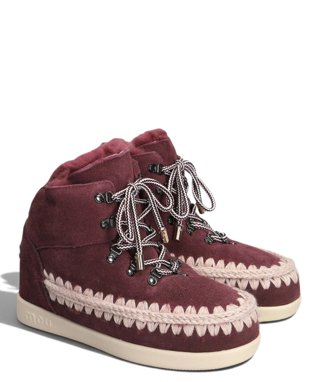 Mou New Inner Wedge Hiking Lace-Up v ovčjem krznu