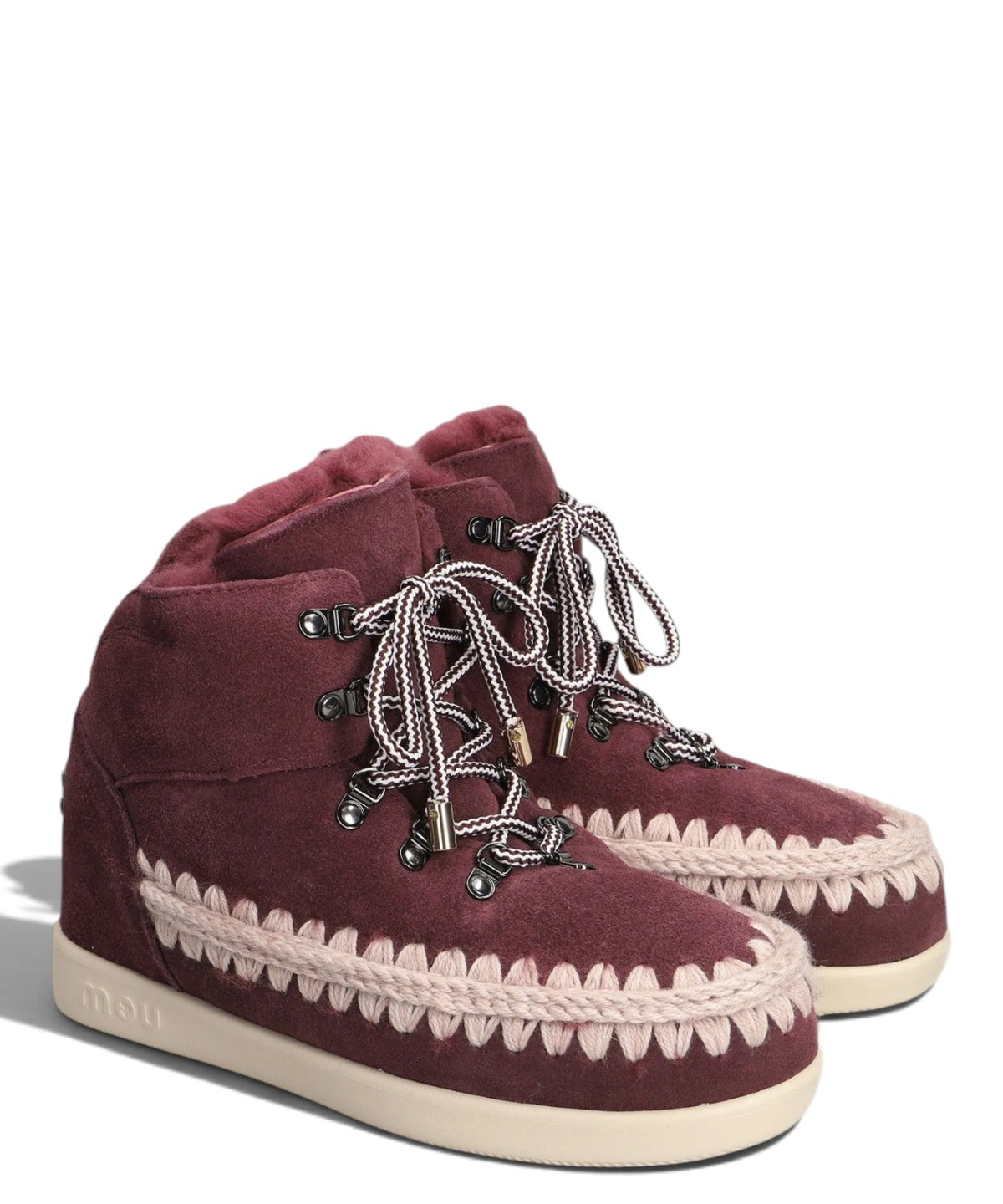 Mou New Inner Wedge Hiking Lace-Up v ovčjem krznu