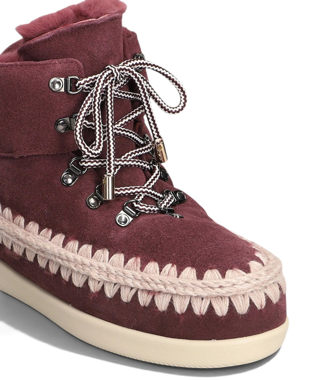 Mou New Inner Wedge Hiking Lace-Up v ovčjem krznu