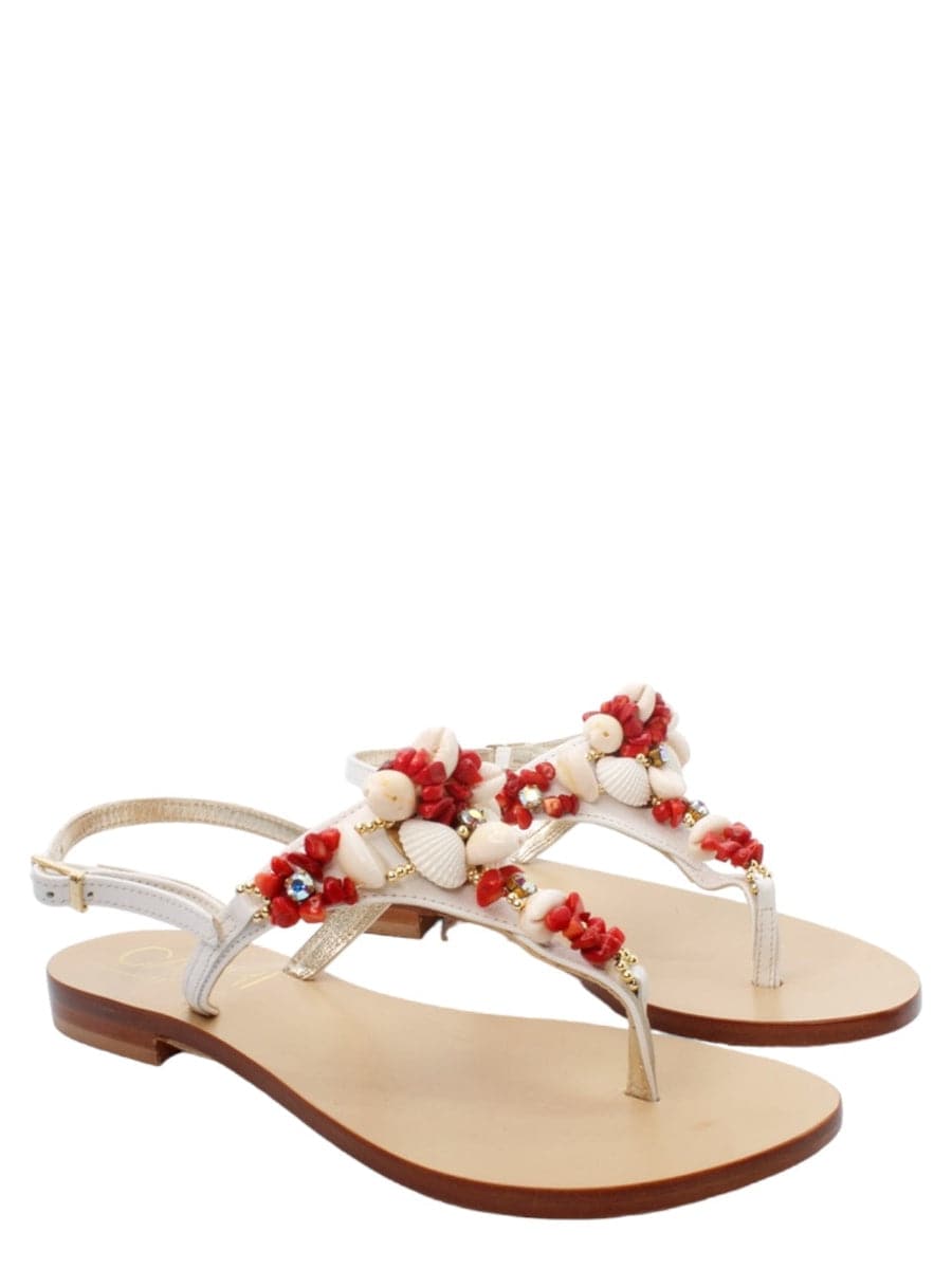 Sandalo capri bianco e rosso-Sandali-Capri Vittorio Citro-Vittorio Citro Boutique