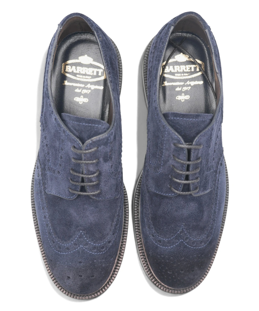 Stringata Brogue Uomo in Camoscio Baltic Blue
