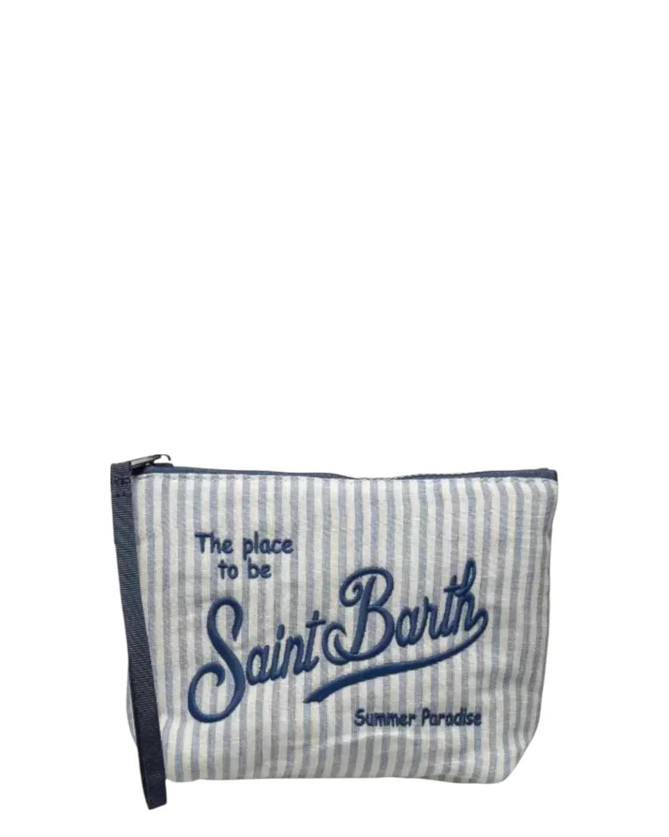 Pochette Aline Soft in Cotone Effetto Lino a Righe-Mc2 Saint Barth-Pochette-Vittorio Citro Boutique
