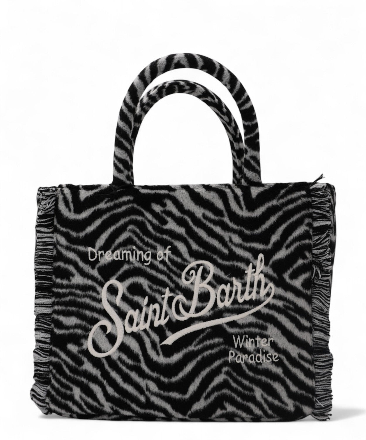 Colette Felt zebrata – borsa a mano in misto lana con tracolla-Mc2 Saint Barth-Borse a mano-Vittorio Citro Boutique