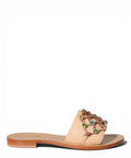 Suede Leather Slipper with Jewel Application