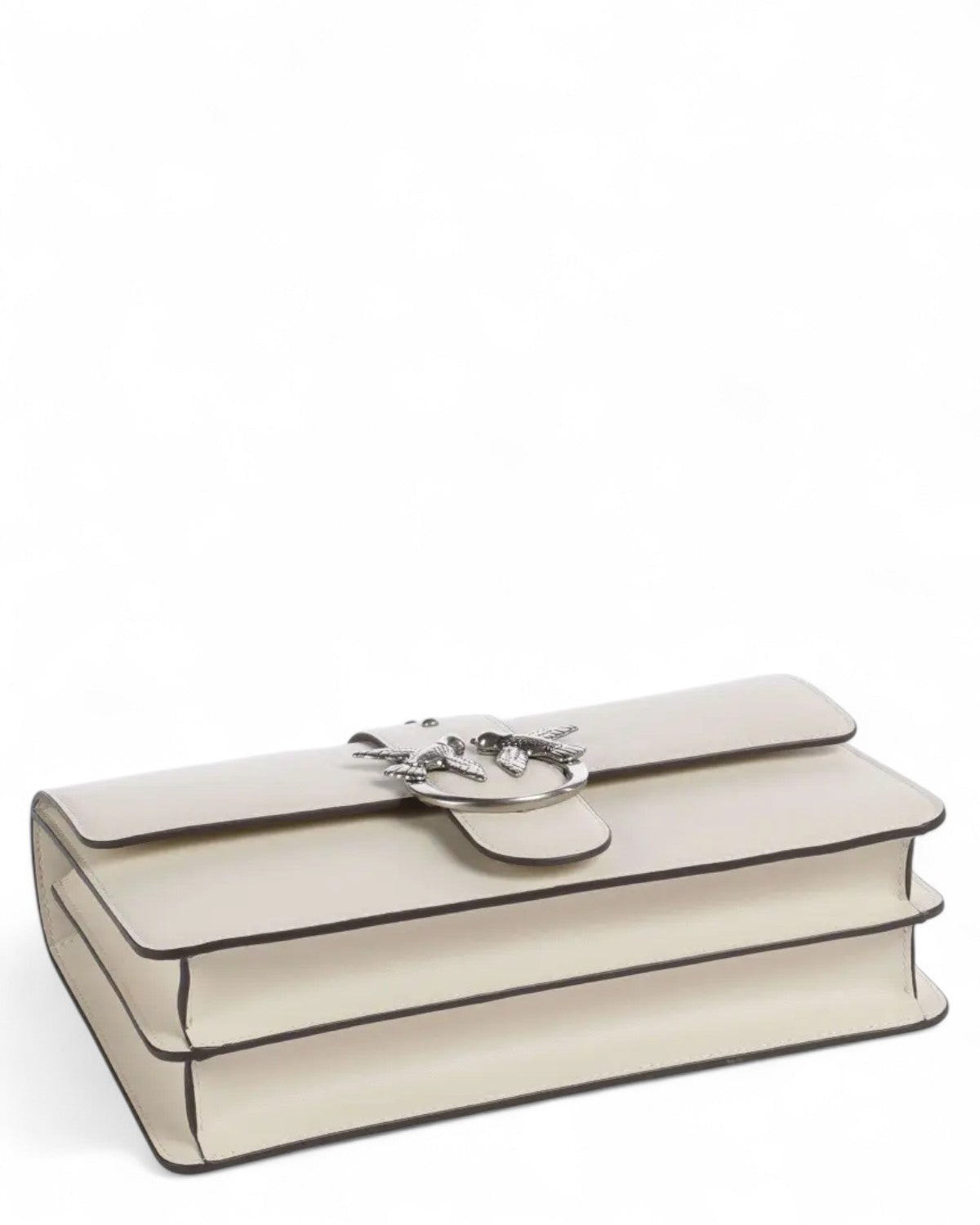 Vista laterale della borsa Love Bag One Simply PINKO in pelle, con struttura rigida e doppio scomparto per massima funzionalità.