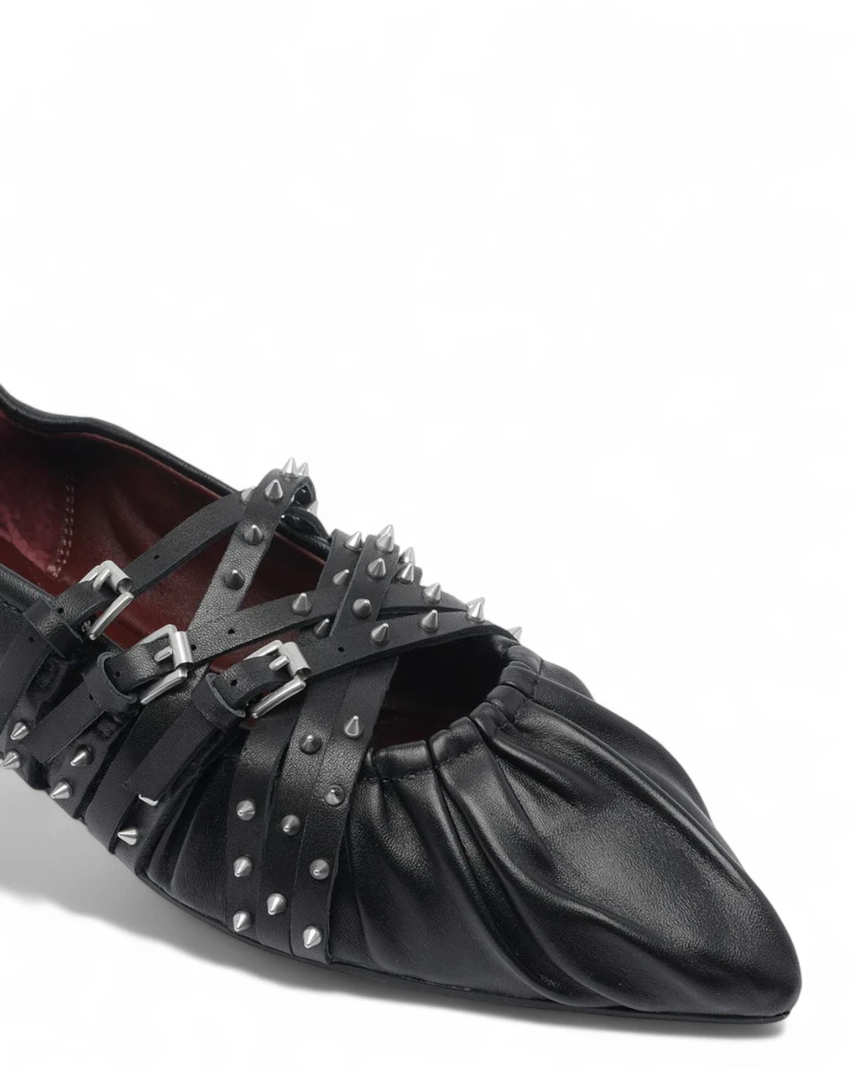 Ballerine Brendah in Pelle Nera con Punta Affusolata e Borchie-ASH-Ballerine-Vittorio Citro Boutique