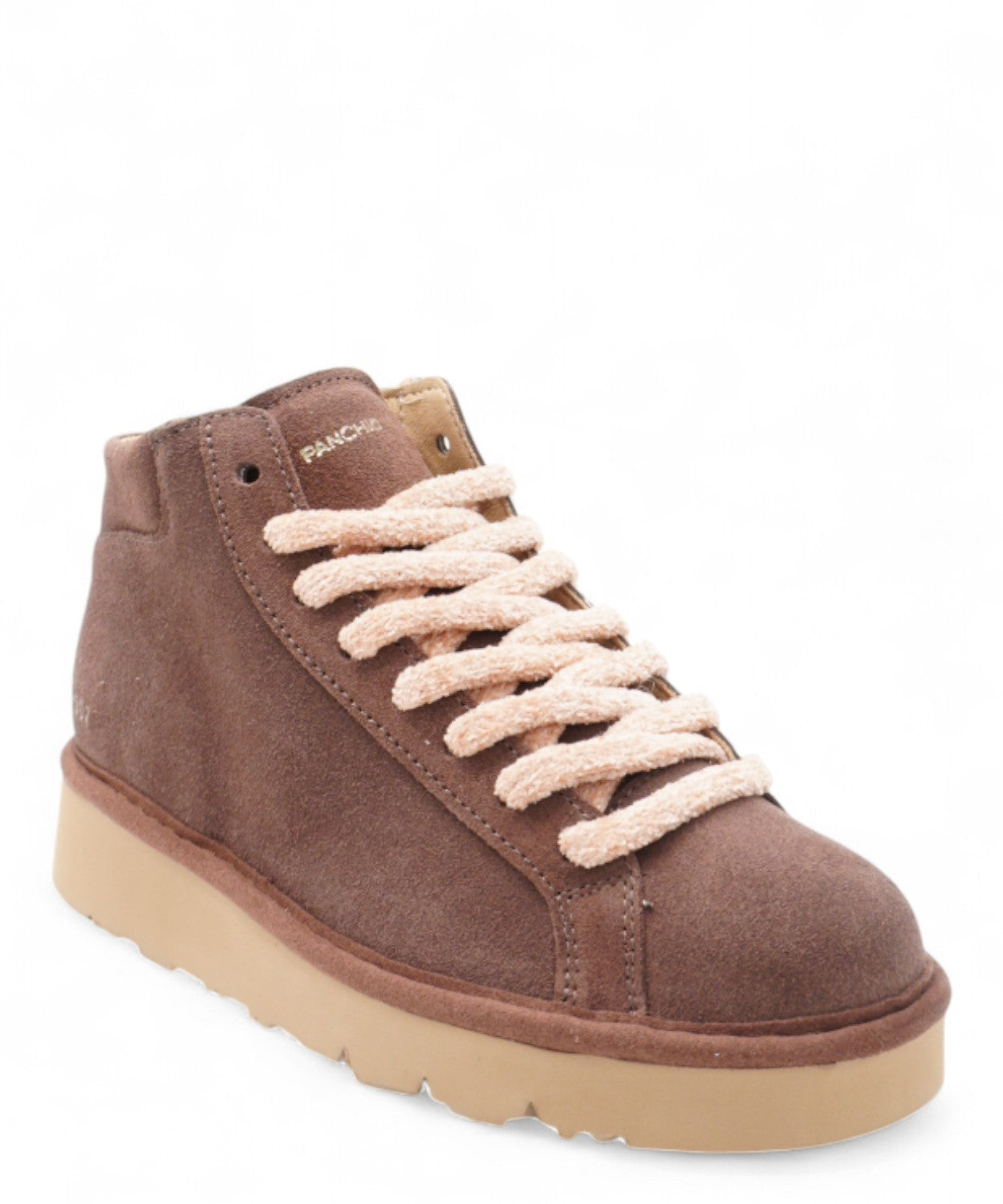 Polacchino P007 in Camoscio con Lacci in Ciniglia Rosa Cipria