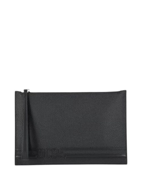 Clutches i præget læder med logo tone i tone