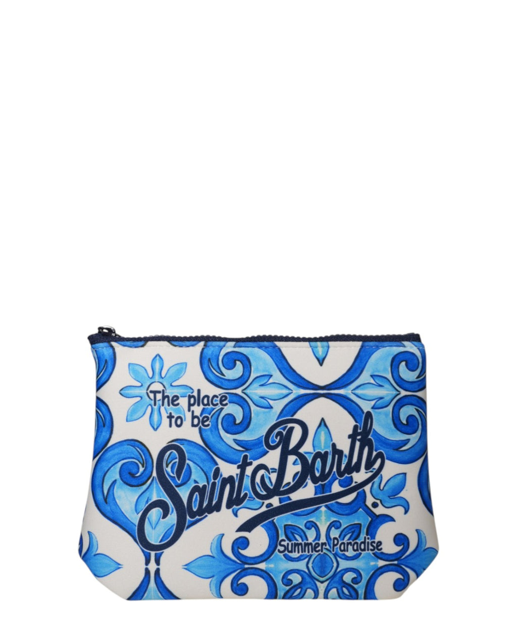 Aline MC2 Saint Barth clutch bag with logo and print