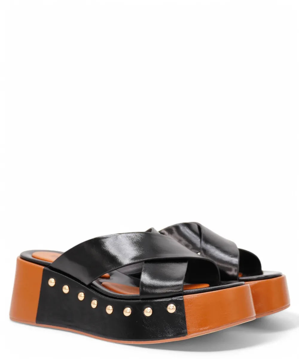 Sandalo in Pelle con Fasce ad Incrocio-Vivien Lee-Sandali-Vittorio Citro Boutique