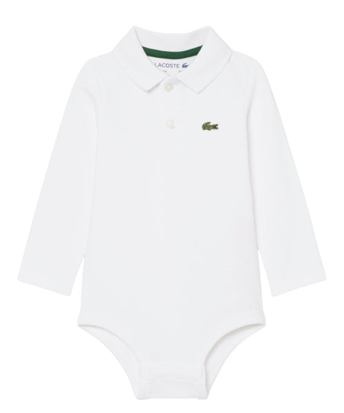 Body Lacoste Neonato in Cotone Organico a Maniche Lunghe