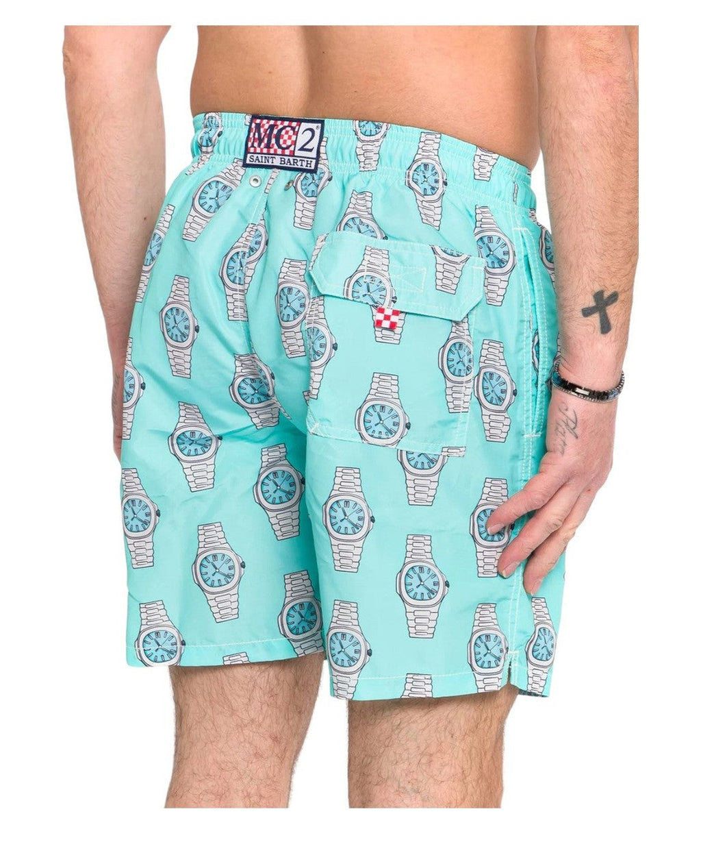 Pantaloncini da Bagno Mc2 Saint Barth con Stampa Orologi-Mc2 Saint Barth-Costumi da bagno-Vittorio Citro Boutique