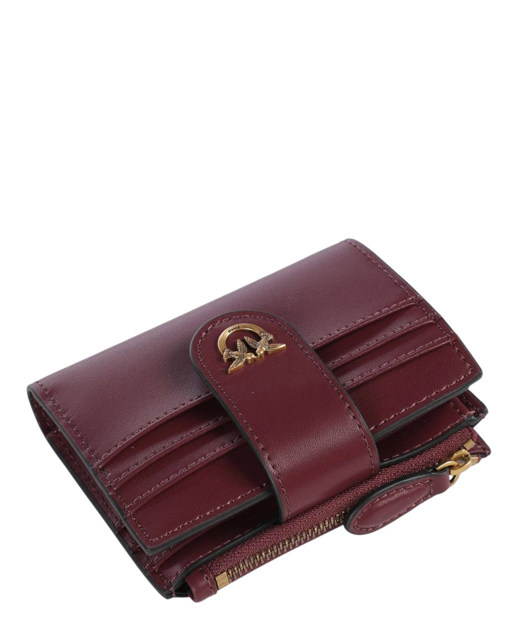 Small Leather Wallet with Love Birds Logo