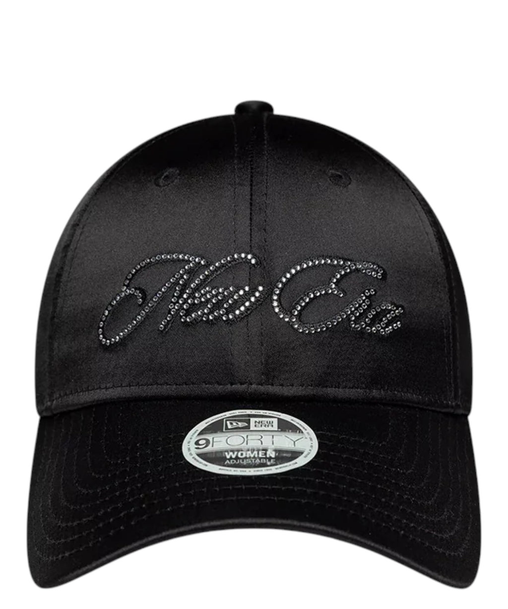 Damska czarna czapka New Era 9FORTY Satin Gem z kryształkami