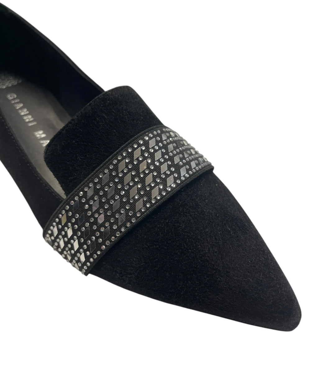 Bailarinas negras con elástico y strass