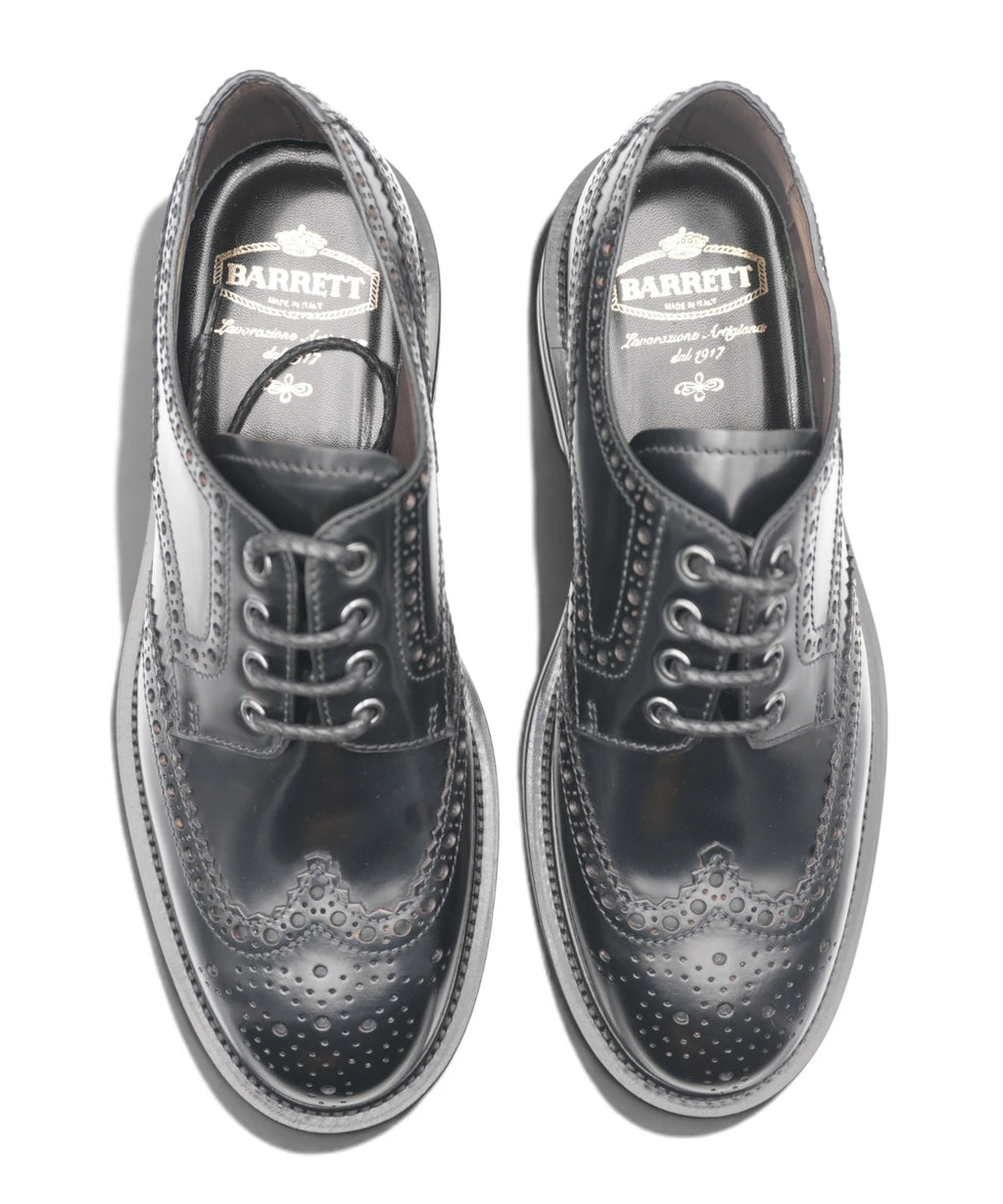 Stringata Brogue Uomo in Pelle Polished Nera