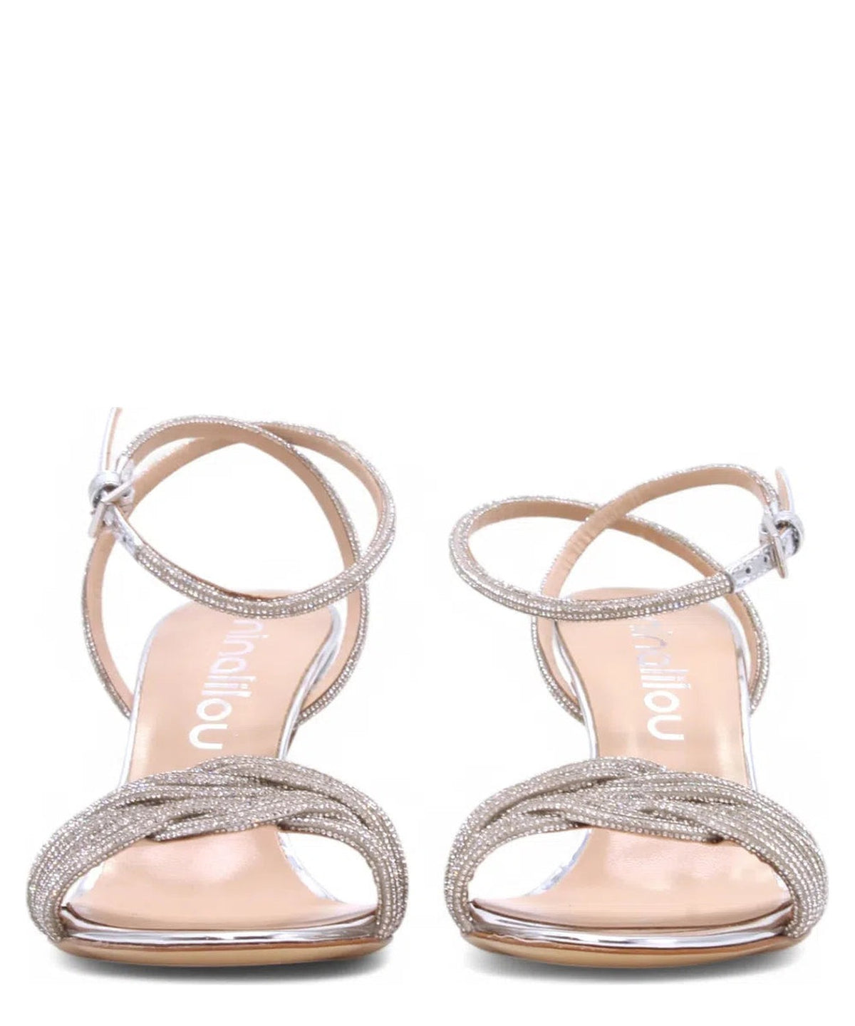Sandalo in Specchio Argento con Tacco 75mm-NINALILOU-Sandali-Vittorio Citro Boutique