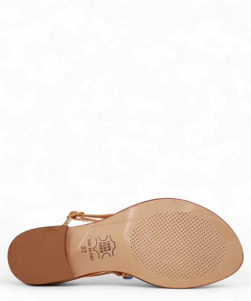 Sandalo Infradito Capri a Fascia “T” con Gioielli Multicolor-Capri Vittorio Citro-Sandali-Vittorio Citro Boutique