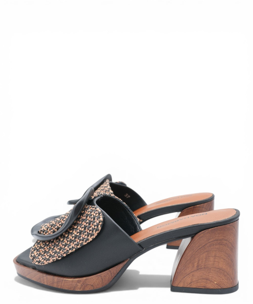 Mules ROSE Noa Harmon tacco legno fibbia intrecciata