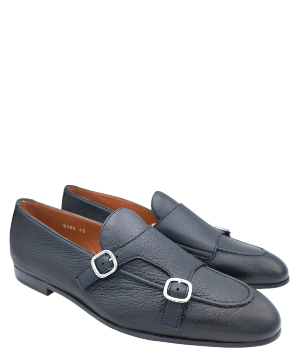 Doucal’s mocassino uomo doppia fibbia in pelle blu
