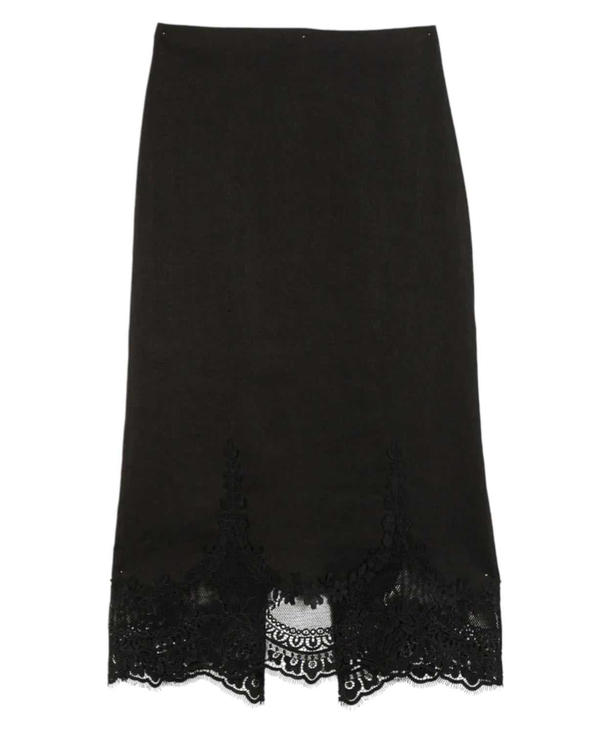 Gonna Twinset in Lino con Dettagli in Pizzo