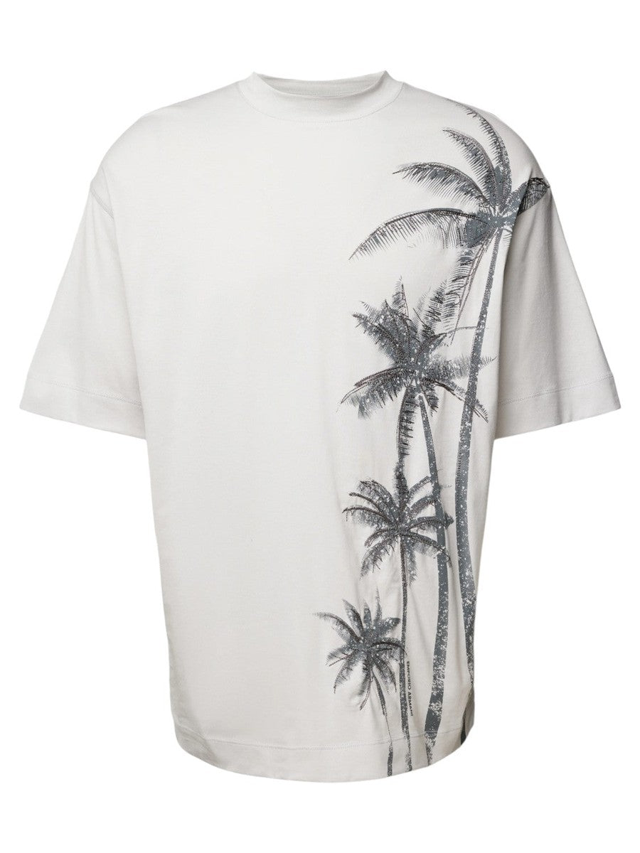 T-shirt stampa palme in cotone-Emporio Armani-T-shirt-Vittorio Citro Boutique
