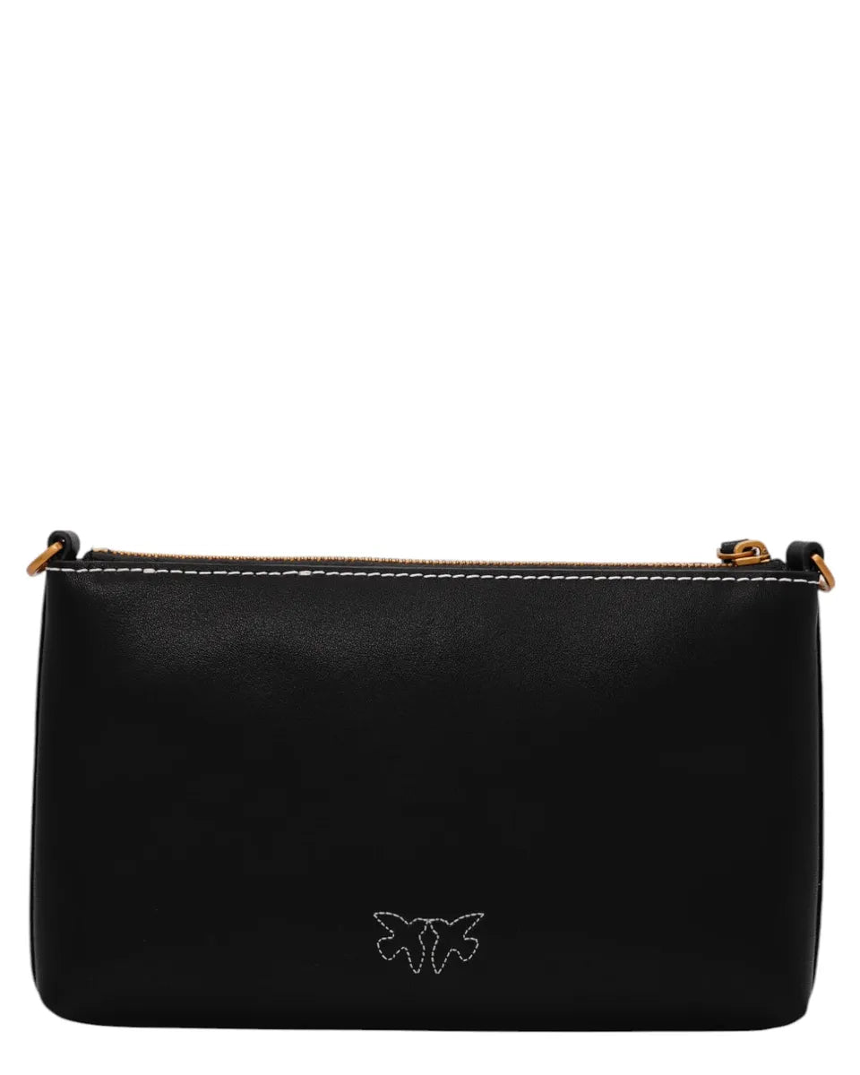 Borsa a Tracolla Piatta in Pelle con Logo Love Birds in Rilievo-Pinko-Pochette-Vittorio Citro Boutique