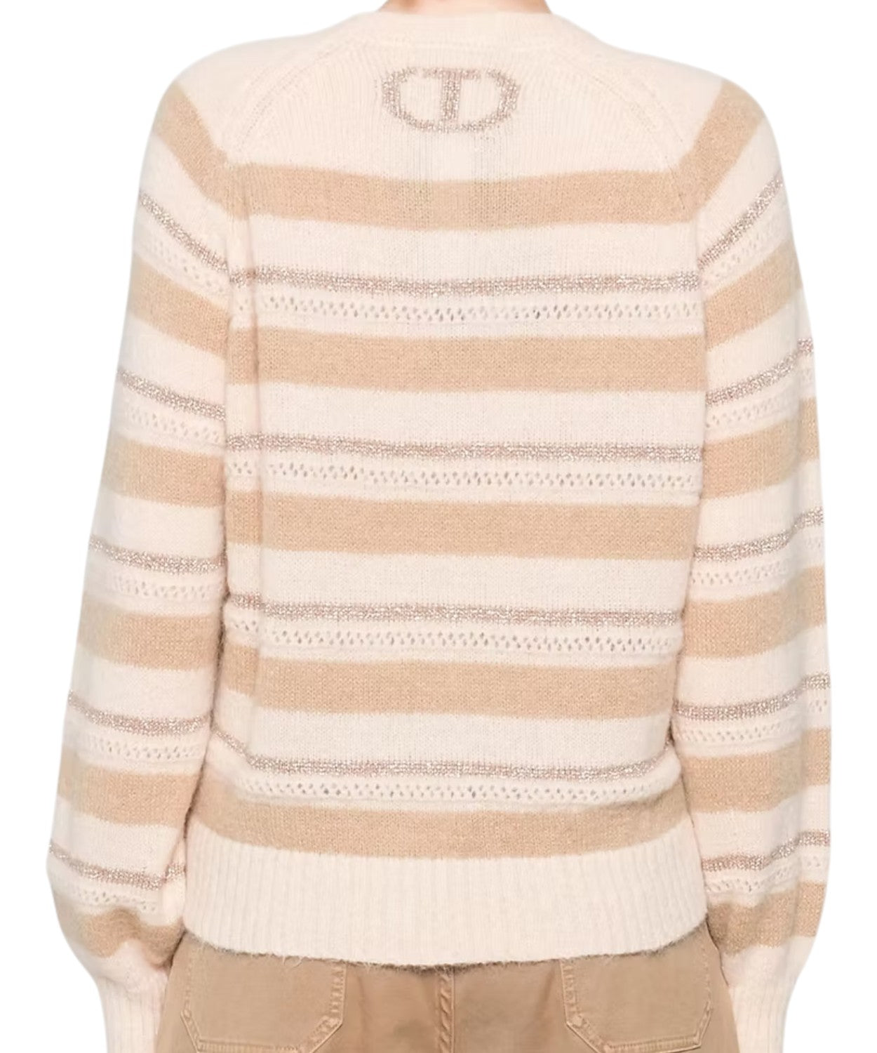 Twinset Pullover in Maglia a Righe con Oval T Lurex