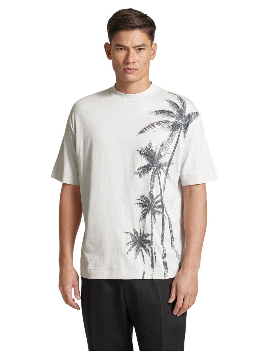 T-shirt stampa palme in cotone-Emporio Armani-T-shirt-Vittorio Citro Boutique