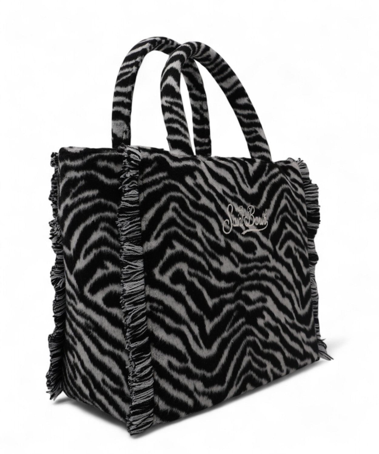 Colette Felt zebrata – borsa a mano in misto lana con tracolla-Mc2 Saint Barth-Borse a mano-Vittorio Citro Boutique