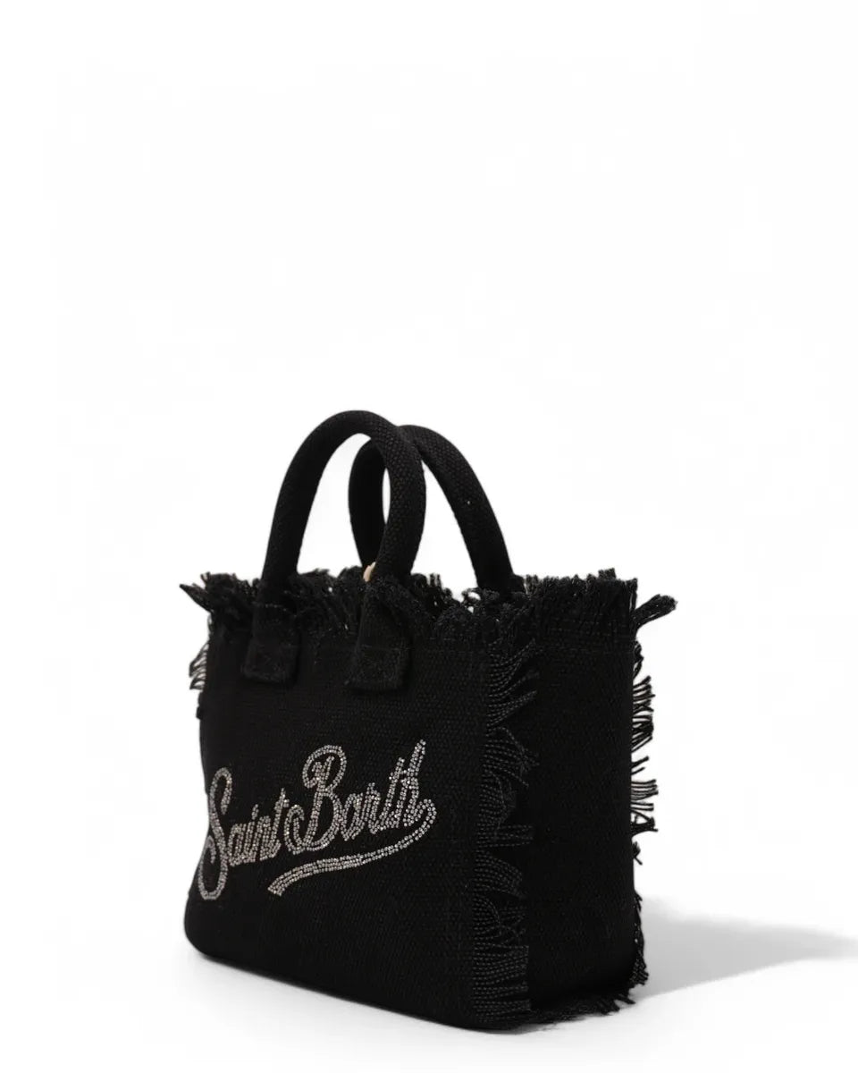 Borsa Mini Vanity in Tela Denim Nero con Strass-Mc2 Saint Barth-Borse a mano-Vittorio Citro Boutique