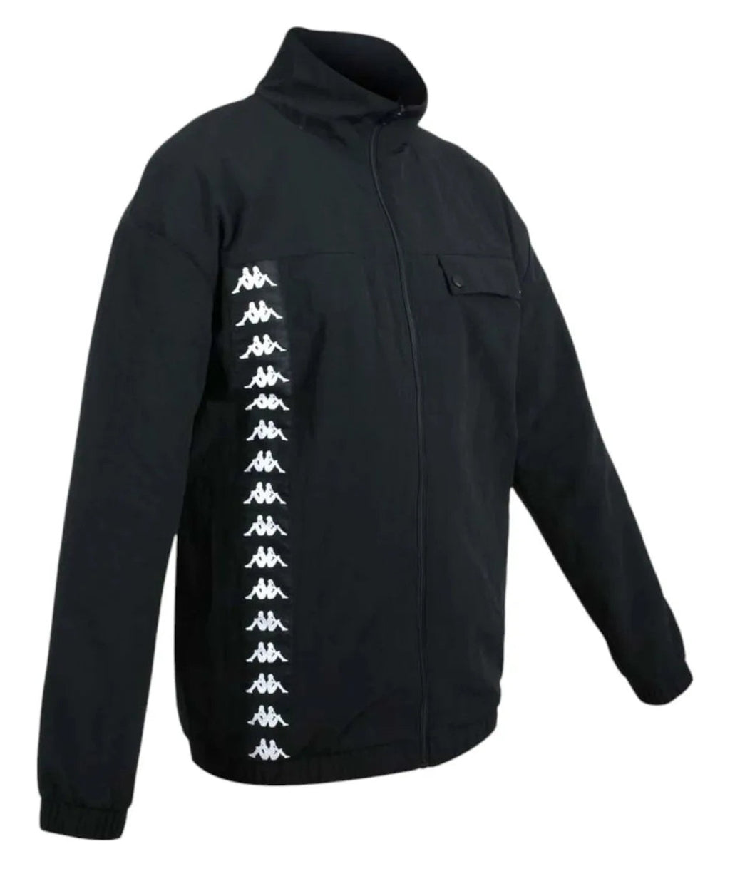 Kappa Giacca Uomo Banda Edou Nero con Zip e Logo Omini Laterale-Kappa-Giacche-Vittorio Citro Boutique