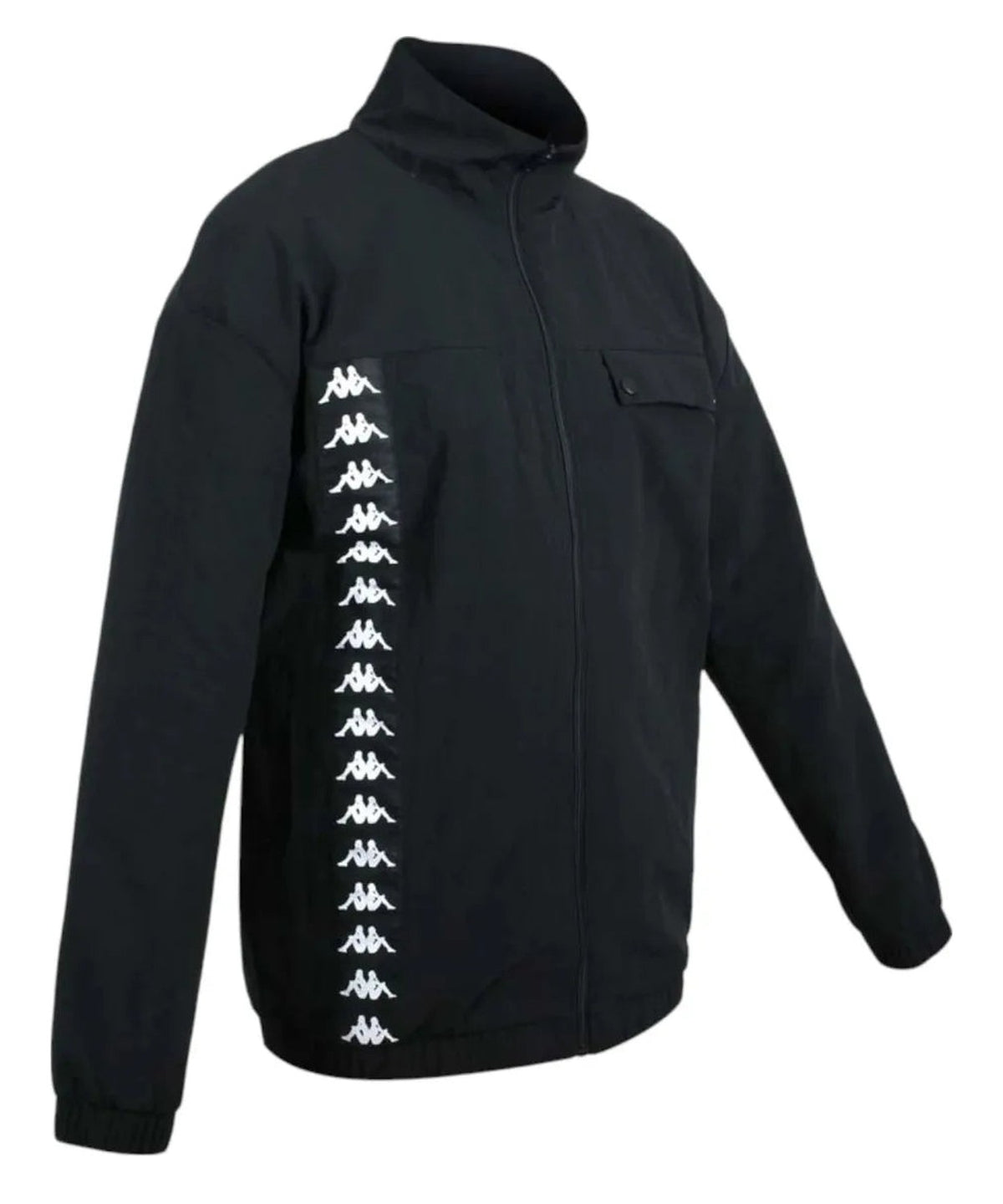 Kappa Giacca Uomo Banda Edou Nero con Zip e Logo Omini Laterale-Kappa-Giacche-Vittorio Citro Boutique