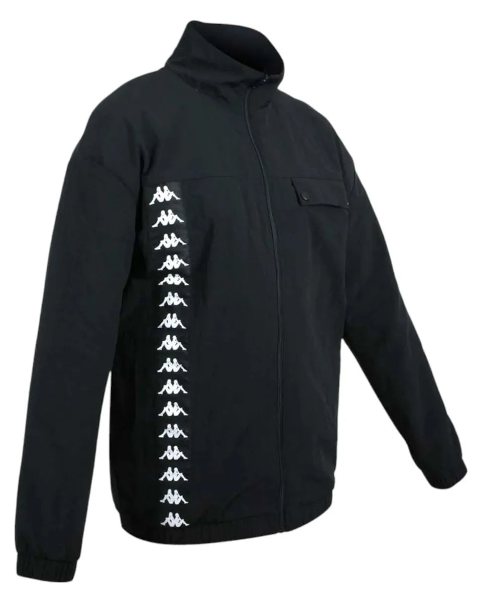Kappa Giacca Uomo Banda Edou Nero con Zip e Logo Omini Laterale-Kappa-Giacche-Vittorio Citro Boutique