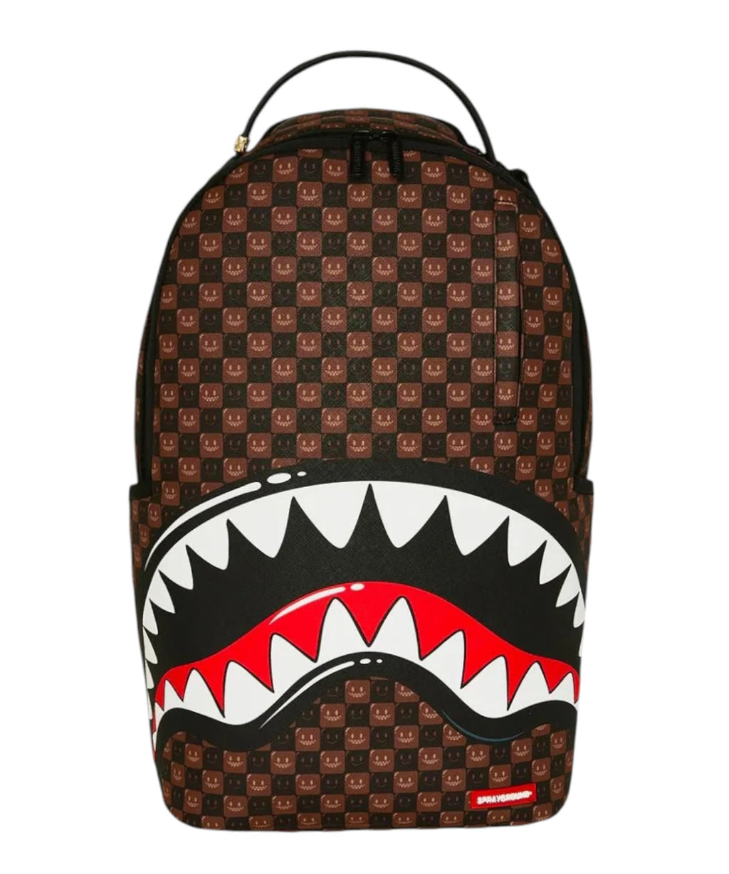 Zaino Sprayground Sharks in Paris WTF Bubble Brown Check