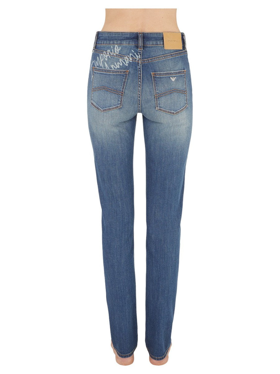 Jeans con Scritta Logo Posteriore Slim Fit-Emporio Armani-Jeans-Vittorio Citro Boutique