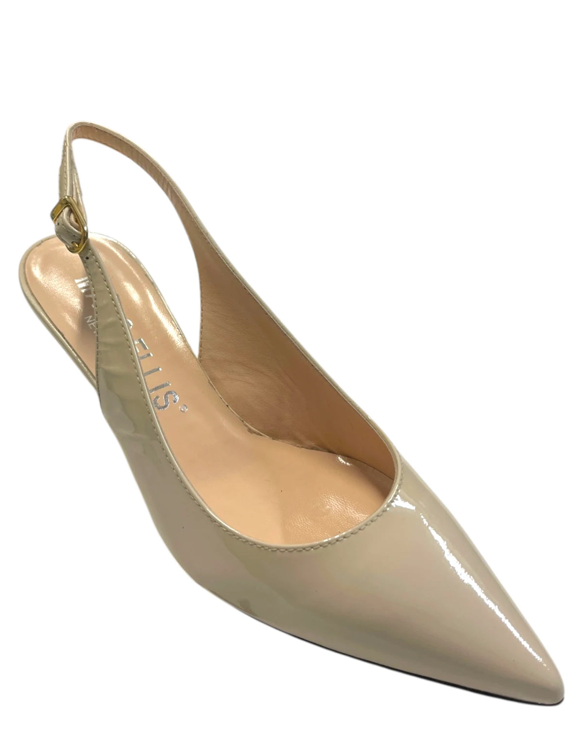 Marc Ellis Slingback Donna in Vernice Beige con Tacco Basso