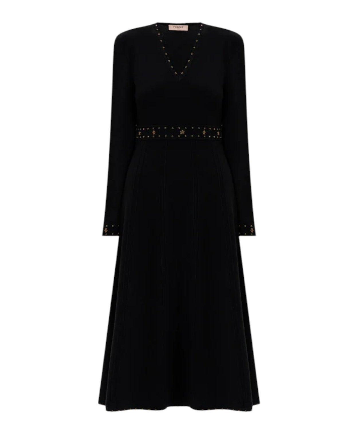 Abito Midi Nero in Maglia Twinset