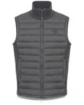 Gilet uomo trapuntato grigio con inserti in maglia a costine e zip frontale, ideale per l'inverno. Collo alto e logo discreto sul petto.