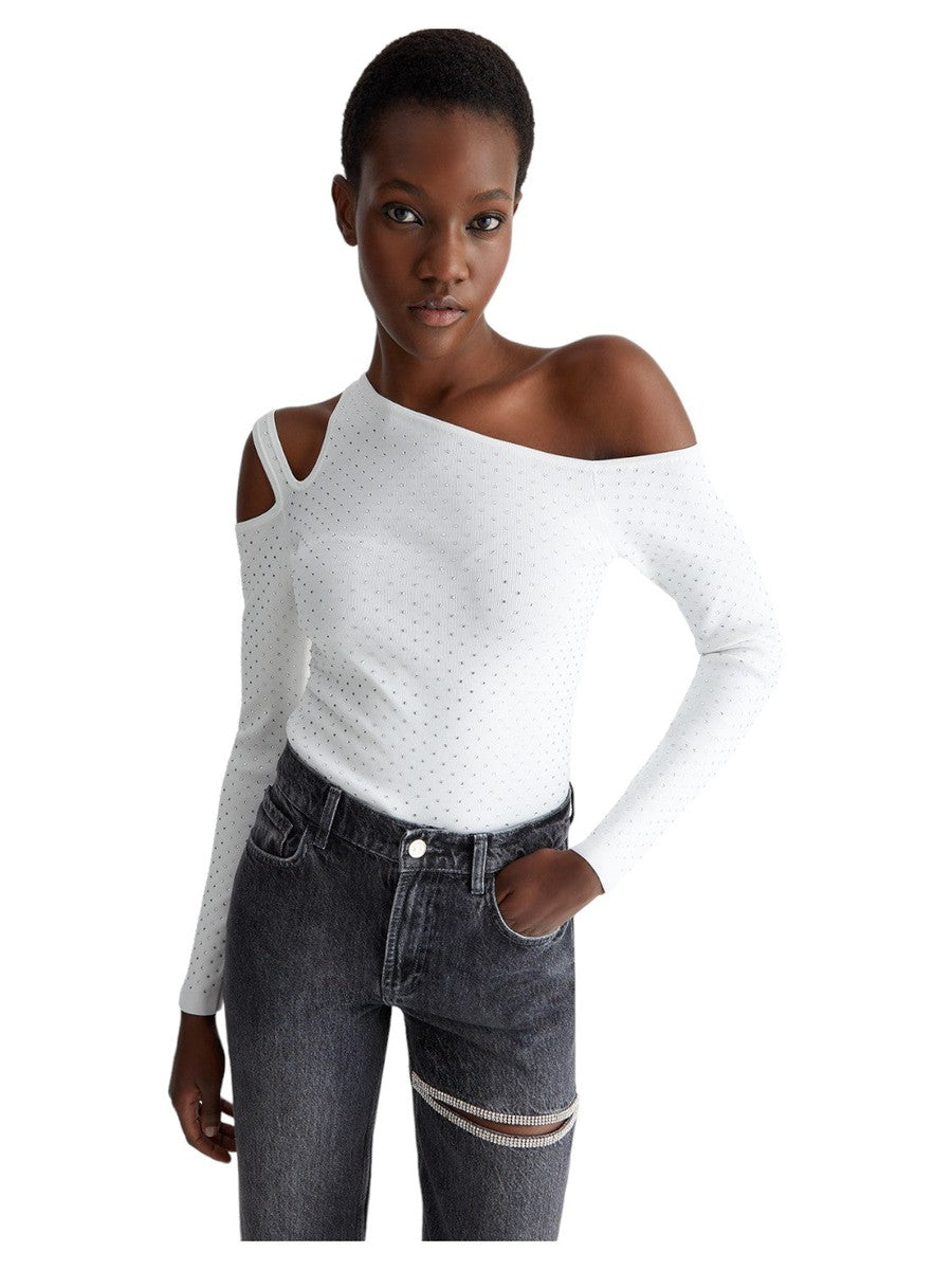 Maglia con strass e cut out-Liu-Jo-Maglieria-Vittorio Citro Boutique