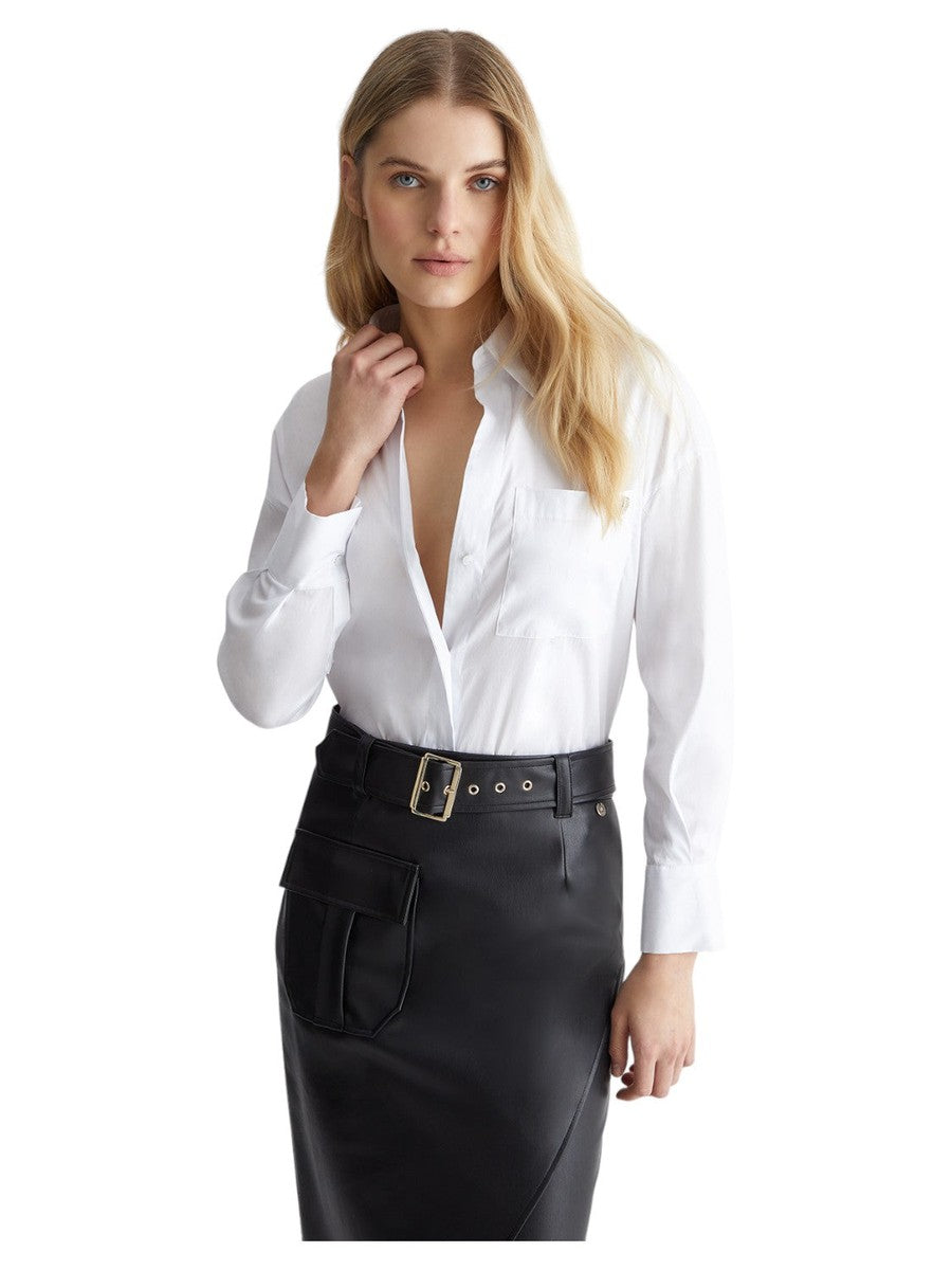 Camicia Bianca Over Fit Liu Jo in Popeline di Cotone Stretch-Liu-Jo-Camicie-Vittorio Citro Boutique