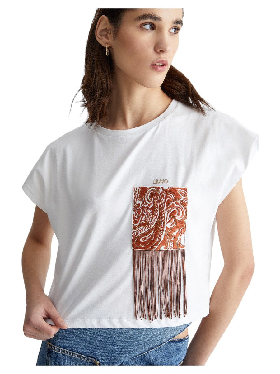 T-shirt con tasca e frange-Liu-Jo-T-shirt-Vittorio Citro Boutique