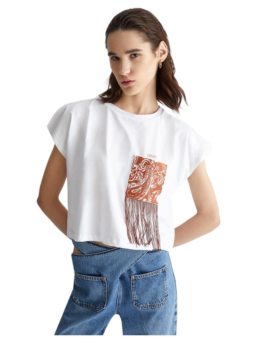 T-shirt con tasca e frange-Liu-Jo-T-shirt-Vittorio Citro Boutique