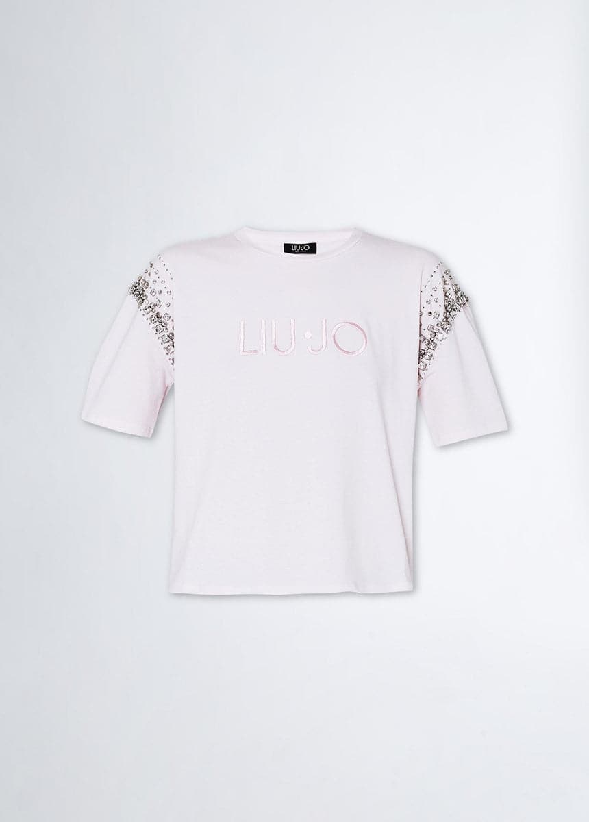 T-shirt ecosostenibile con strass-T-shirt-Liu-Jo-Vittorio Citro Boutique