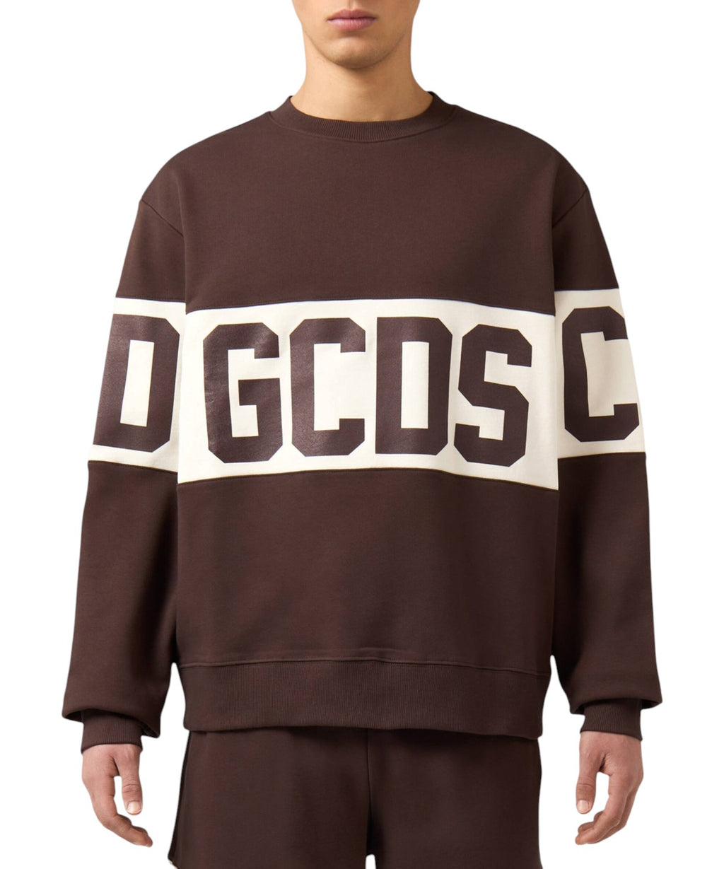 GCDS Sweatshirt mit Rundhalsausschnitt und kontrastierendem Band-Logo