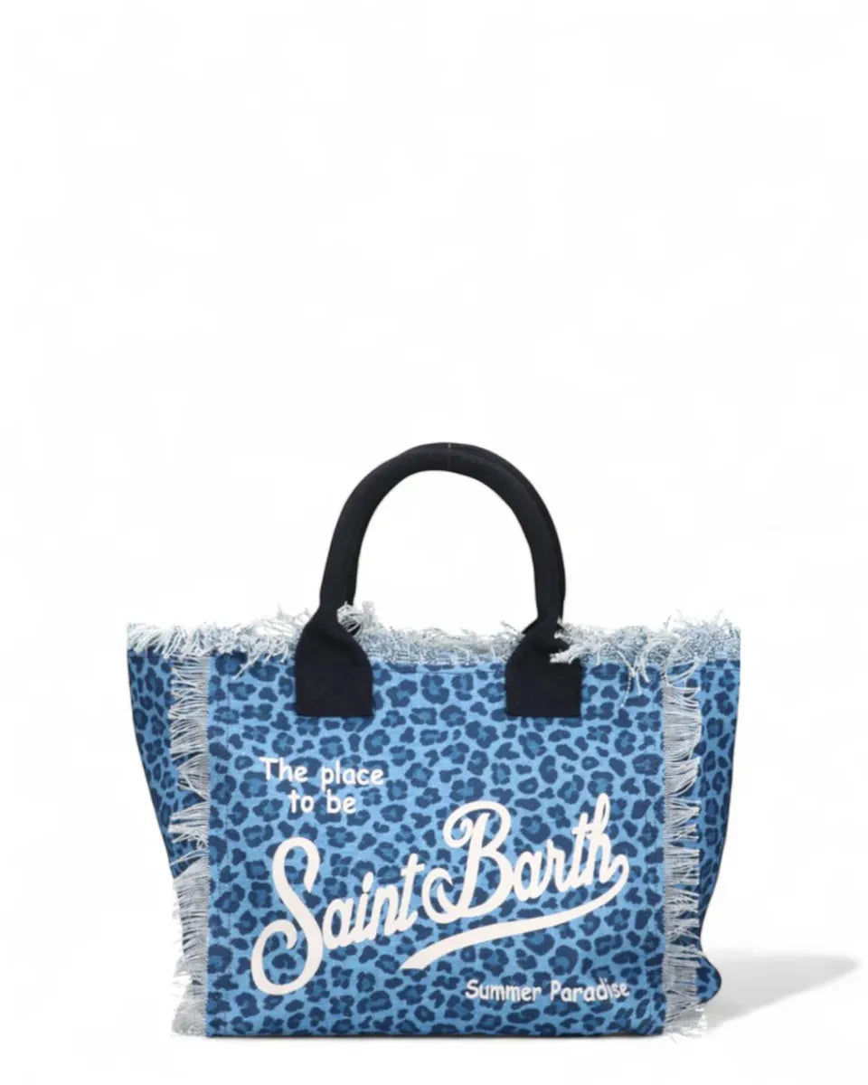 Borsa Colette in Denim Leopardato con Frange-Mc2 Saint Barth-Borse a mano-Vittorio Citro Boutique